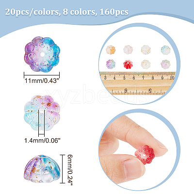 160Pcs 8 Colors Two Tone Transparent Spray Painted Glass Beads GLAA-PH0002-40-1