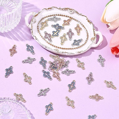 30Pcs 3 Colors Alloy Rhinestone Connector Charms FIND-YW0011-18A-1
