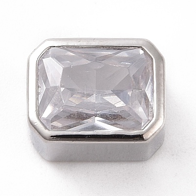 Eco-friendly Brass Micro Pave Clear Cubic Zirconia Beads KK-D079-25P-1
