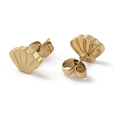 Ion Plating(IP) 304 Stainless Steel Shell Shaped Stud Earrings for Women EJEW-G389-01G-1