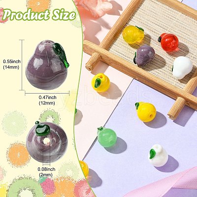 12Pcs 6 Colors Handmade Lampwork Beads LAMP-CJ0002-13-1