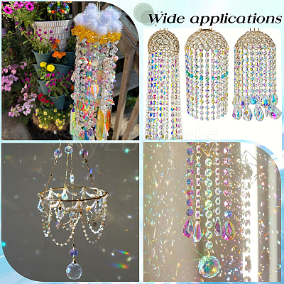 80Pcs Transparent Faceted Glass Connector Charms GLAA-SP0001-88B-02-1