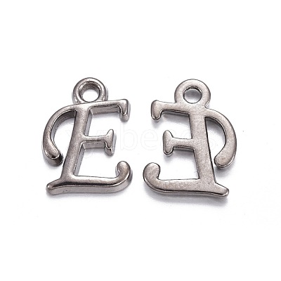 Gunmetal Plated Alloy Letter Pendants PALLOY-J718-01B-E-1