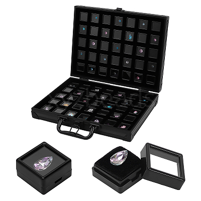 70-Slot Rectangle Aluminium Alloy Covered with Velvet Jewelry Organizer Handled Display Cases CON-WH0089-193A-1