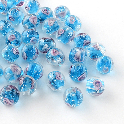 Handmade Luminous Inner Flower Lampwork Beads LAMP-R129-12mm-04-1