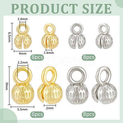 32Pcs 4 Style Brass Bead Tips FIND-BC0005-47-1