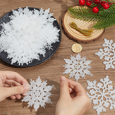 36Pcs Snowflake Plastic Pendant Decorations DIY-CP0013-33A-1