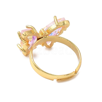 Adjustable Brass Glass Finger Rings RJEW-P148-A01-21-1