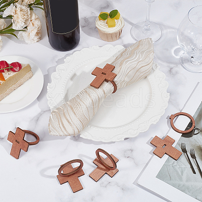 Cross Plywood Napkin Rings AJEW-UN0003-25-1