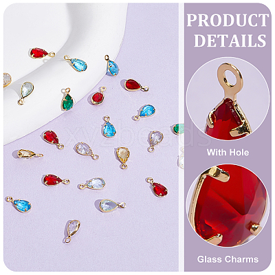 48Pcs 6 Colors Glass Charms KK-PH0010-45-1