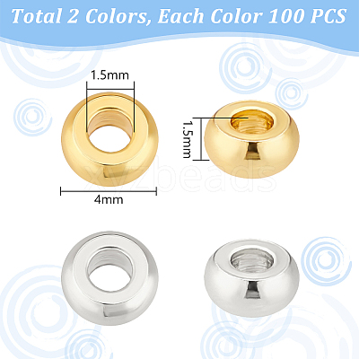 200Pcs 2 Colors Brass Spacer Beads KK-PH0006-56A-1