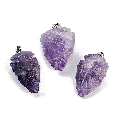 Raw Rough Natural Amethyst Pendants G-G162-01P-02-1
