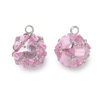 Brass Pave Pink Cubic Zirconia Charms CU-CBAD360-08P-03-1