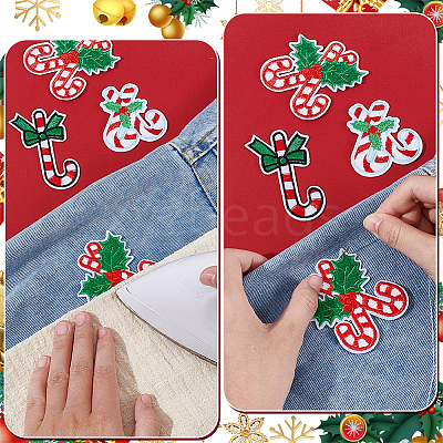 18Pcs 3 Styles Christmas Embroider Thread Iron on/Sew On Patches PATC-NB0001-47-1