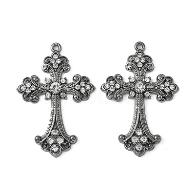 Alloy Rhinestone Cross Big Pendants ALRI-1475-B-NR-1