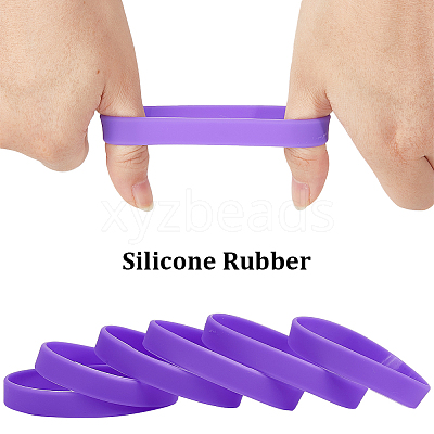 Flat Plain Silicone Cord Bracelet for Men Women BJEW-WH0016-32E-1