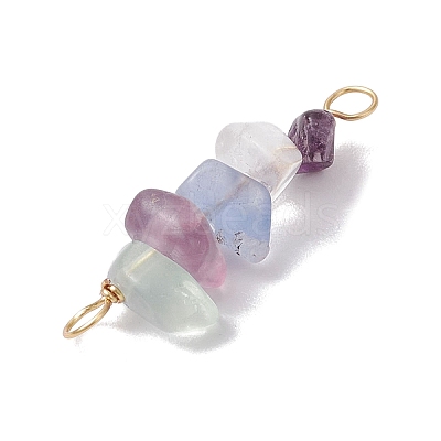 10Pcs 5 Styles Constellation Natural Strawberry Quartz & Amethyst & Obsidian & Fluorite & Rose Quartz Copper Wire Wrapped Chip Beaded Connector Charms PALLOY-JF02905-02-1