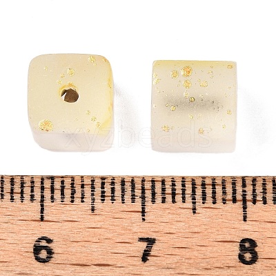 Frosted Glass Beads with Golden Glitter Powder DGLA-NH001-8mm-01A-1