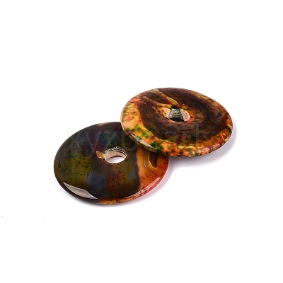 Natural Agate Peace Donut Pendants G-Q606-57-1