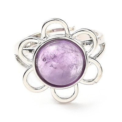 Natural Amethyst Adjustable Rings RJEW-P043-01P-16-1