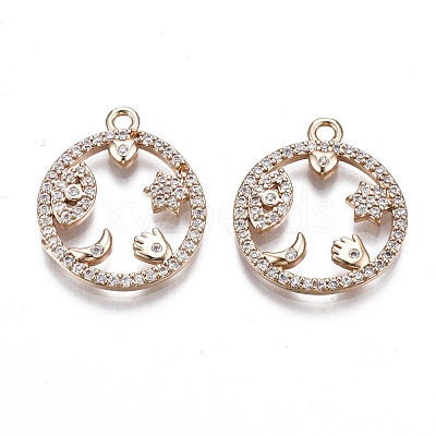 Brass Micro Pave Cubic Zirconia Pendants KK-S359-132A-RS-1