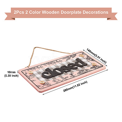 2Pcs 2 Color Wooden Doorplate Decorations AJEW-CF0001-09-1
