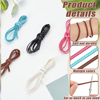 5Pcs 5 Colors  Flat Imitation Leather Cord LC-FG0001-02-1