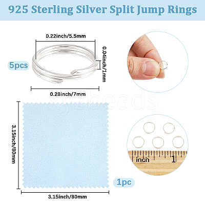 5Pcs 925 Sterling Silver Split Jump Rings STER-BBC0009-45C-1