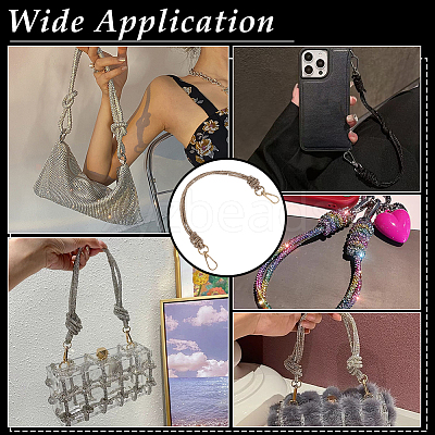 2Pcs Glass Rhinestone Rubber Cord Bag Handles FIND-PH0059-68B-1