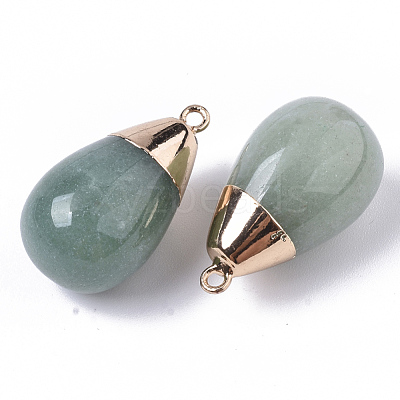 Top Golden Plated Natural Green Aventurine Pendants G-T131-02D-1