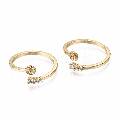 Brass Micro Pave Clear Cubic Zirconia Peg Bails Cuff Finger Ring Settings KK-T056-117G-NF-1