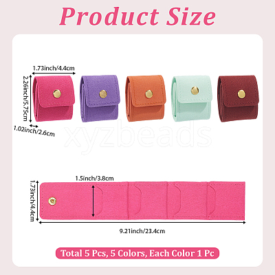 5Pcs 5 Colors PU Leather Ring Organizer Rolls ABAG-CL0001-68-1