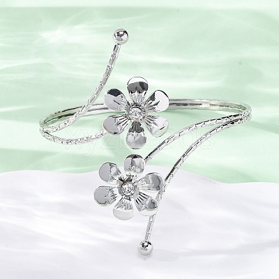 Flower Alloy Arm Cuff Bangles for Girl Women LS-AJEW-A063-01E-P-1