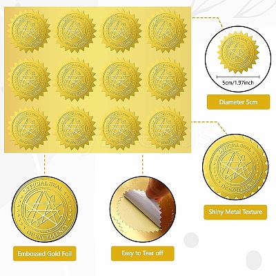 34 Sheets Honor Roll Self Adhesive Gold Foil Embossed Stickers DIY-WH0509-043-1