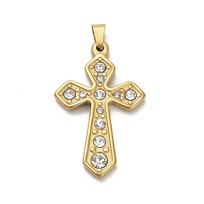 304 Stainless Steel Charms with Rhinestone STAS-Q343-16G-1