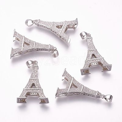 Brass Micro Pave Cubic Zirconia Pendants ZIRC-F054-37P-1