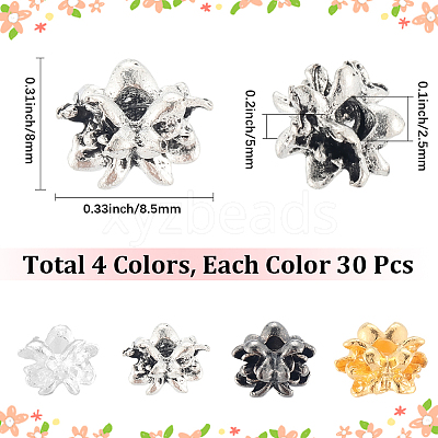 120Pcs 4 Colors Alloy Spacer Beads FIND-SC0017-93-1