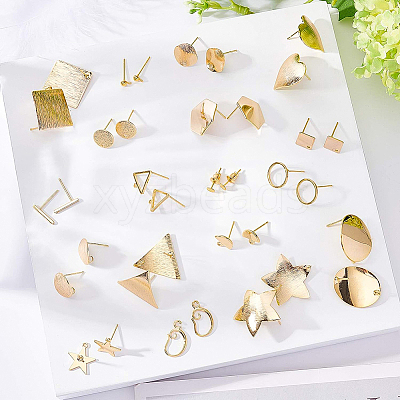 Brass Stud Earring Findings KK-BC0005-44G-1