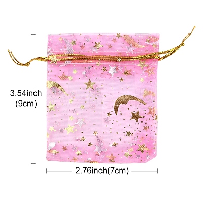 50Pcs Rectangle Organza Drawstring Bags CON-YW0001-90-1