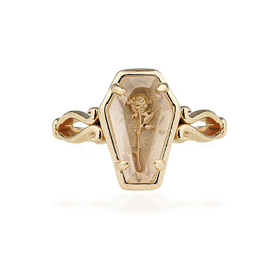 Resin Coffin with Rose Open Cuff Ring HAWE-PW0001-249A-1