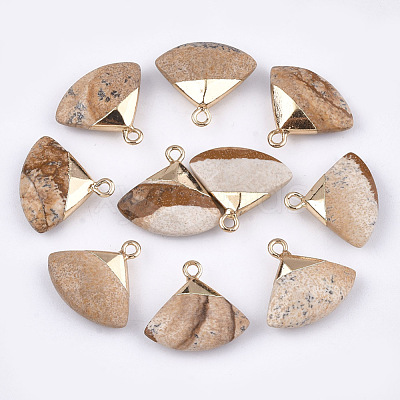 Electroplate Natural Picture Jasper Pendants G-T112-04D-1