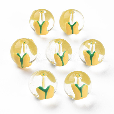 Transparent Glass Enamel Beads GLAA-N049-019-1