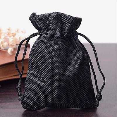 Polyester Imitation Burlap Packing Pouches Drawstring Bags ABAG-R005-9x12-09-1