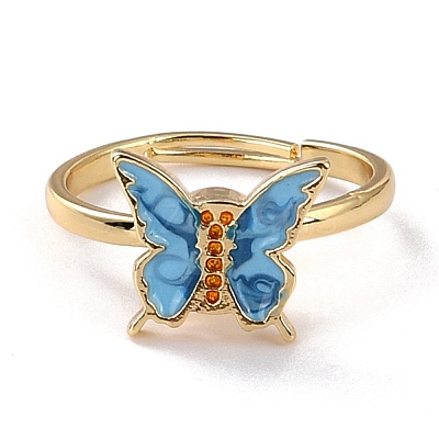Butterfly Fidget Ring for Anxiety Stress Relief RJEW-P024-01D-1