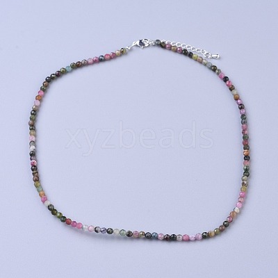 Natural Multicolor Tourmaline Beaded Necklaces NJEW-K114-C-A15-1