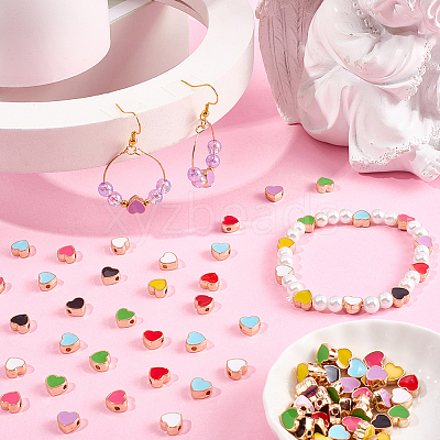 96Pcs 8 Colors Alloy Enamel Beads FIND-SC0015-37-1
