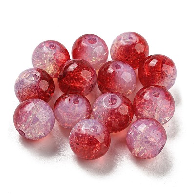 Transparent Spray Painting Crackle Glass Beads GLAA-L046-01A-13-1