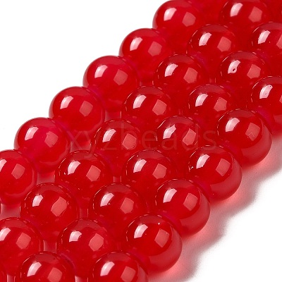 Baking Paint Imitation Jade Glass Round Bead Strands X-DGLA-Q021-8mm-05-1