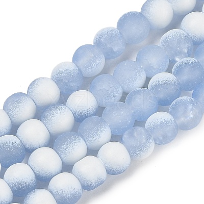 Frosted Crackle Glass Beads Strands GLAA-U001-8mm-M14-1
