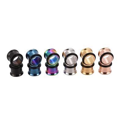 12Pcs 6 Colors 316 Surgical Stainless Steel Screw Ear Gauges Flesh Tunnels Plugs STAS-YW0001-16A-1